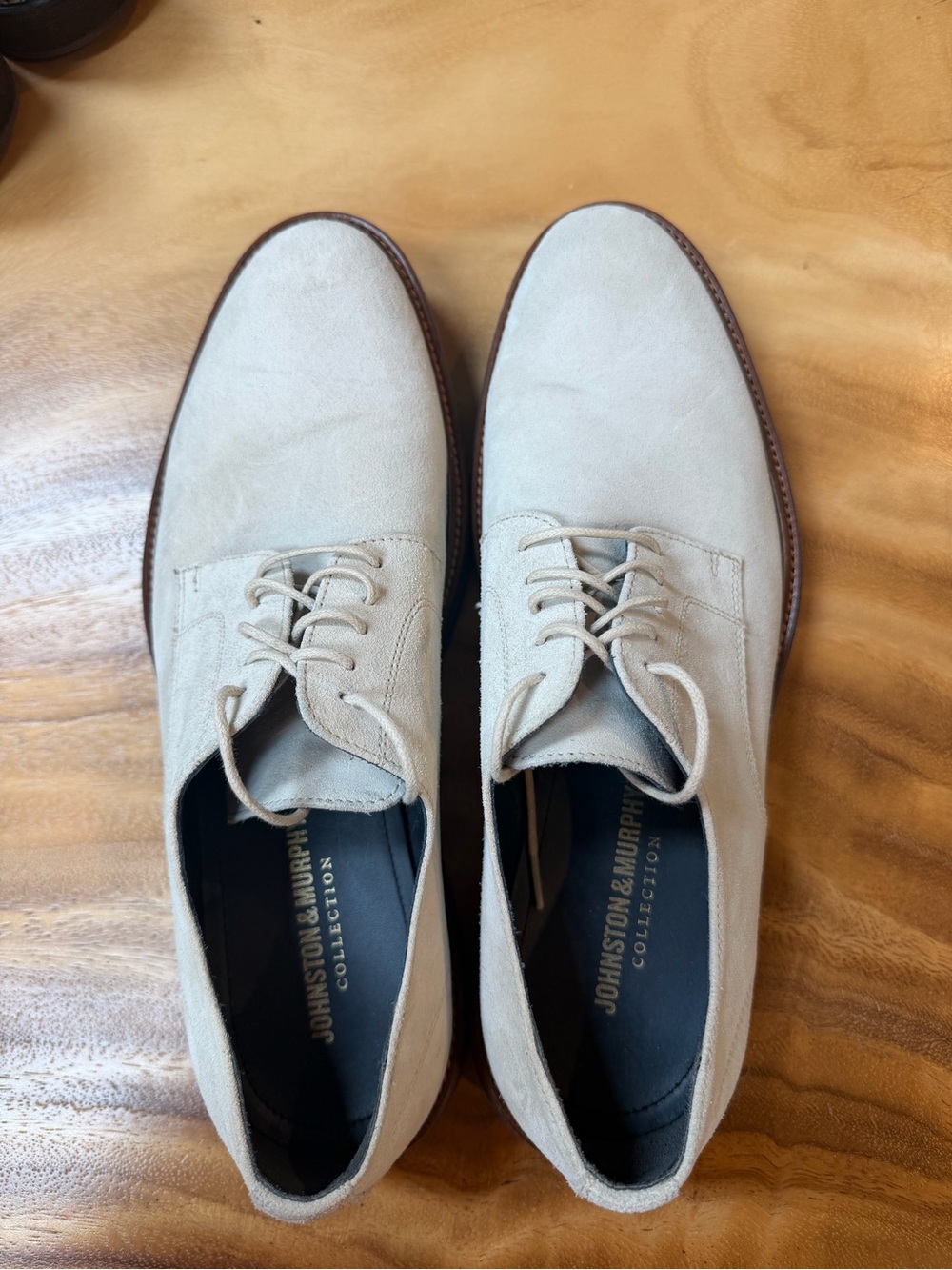 Johnston & Murphy Beige Suede Derby Shoes